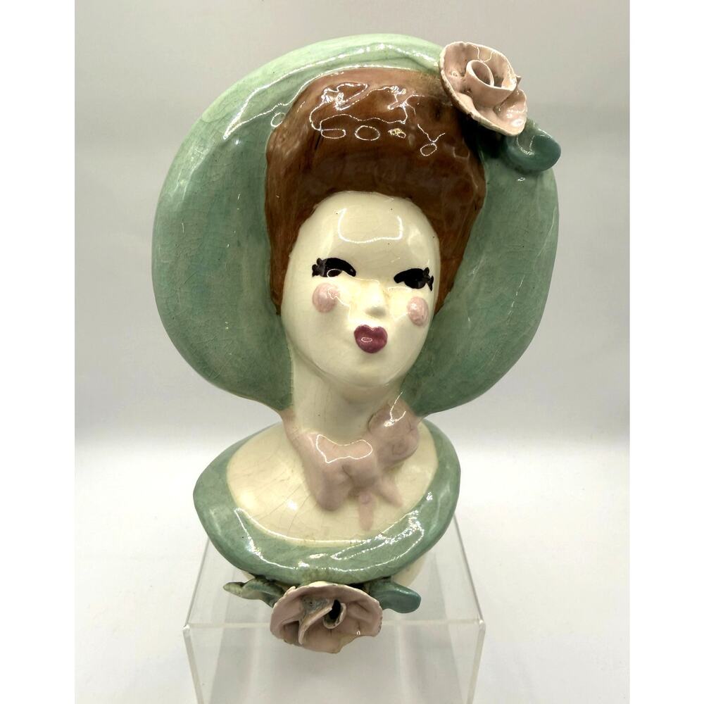 Vintage Kaye Of Hollywood Ceramic Lady Head Vase-Kaye 3145